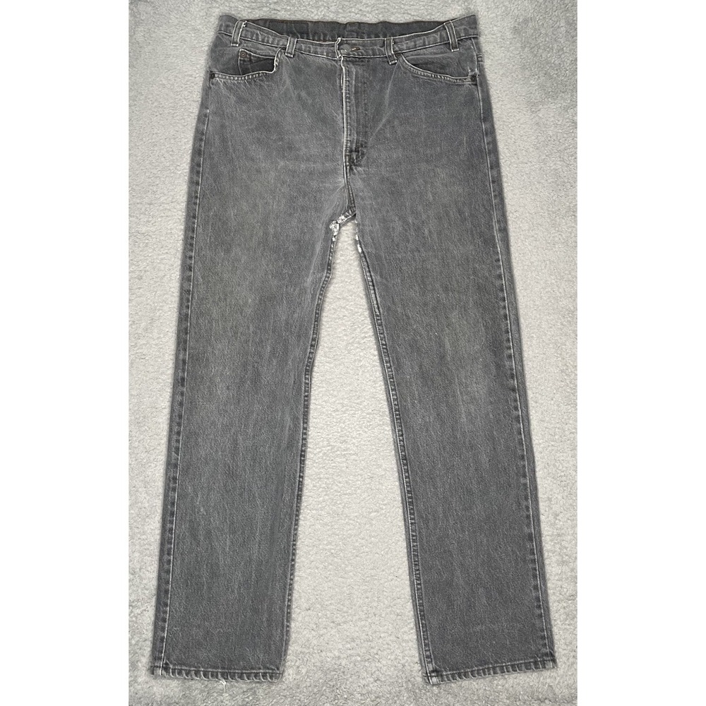 Vintage Levis 505 Jeans Mens 38x32 Black Denim Regular Fit Straight Leg USA Made